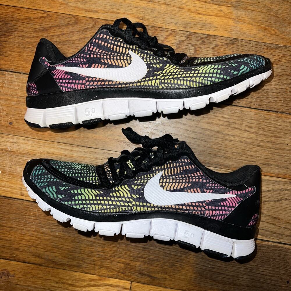Nike Free 5.0 V4 Black/Multicolor Women Size 9.5/Men 8 run.trainer.marathon